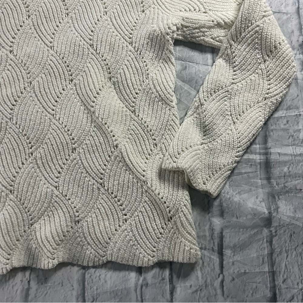 Sundance Champlain Turtleneck Cotton Silk Blend Scallop Hem Sweater Off White - Picture 4 of 9